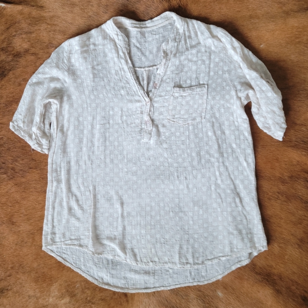 Linen Polka-dot Blouse